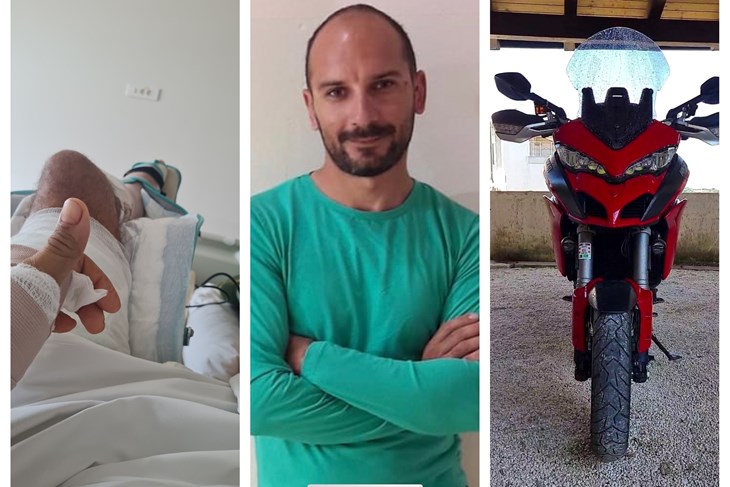 Patrik Sever priložio je i fotografiju iz bolnice te snimku svog motocikla nakon nesreće, u sredini je profilna fotografija